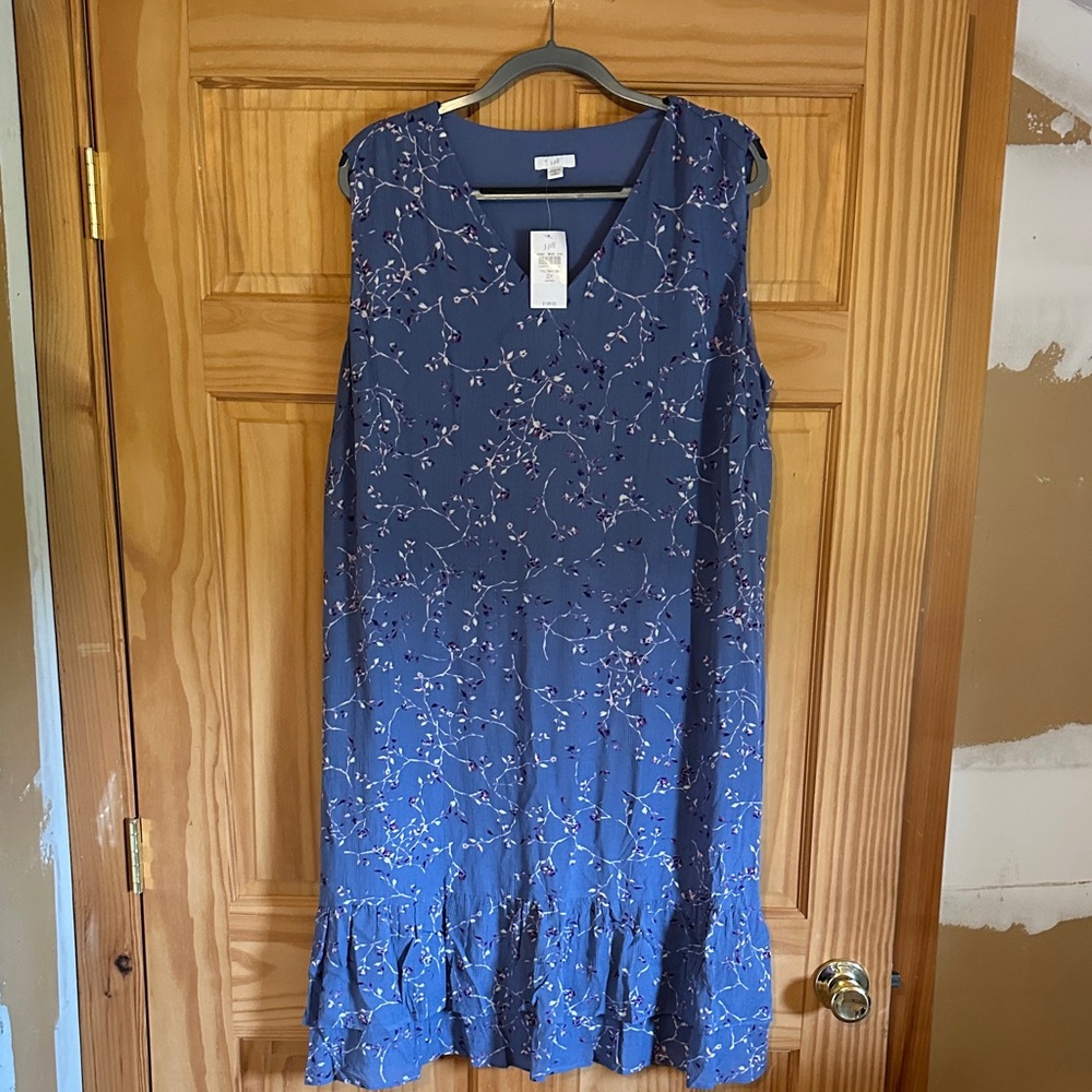 J. Jill Navy Floral Sleeveless Dress